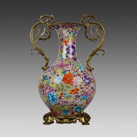 A pastel kaleido-kalei-inlaid copper lace amphora