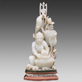 A piece of Hetian jade's fisherman's profit ornament