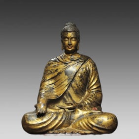 A gilt bronze statue of Shakyamuni Buddha
