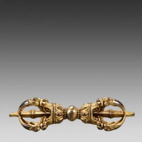 A five-strand vajra with bronze gilt from the Qing Dynasty