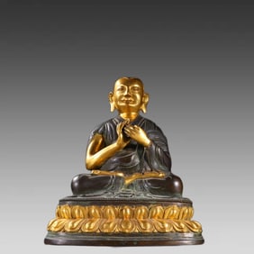 A bronze gilt Guru Buddha from the Qing Dynasty
