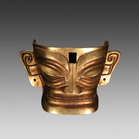 A Sanxingdui cultural bronze gilt mask
