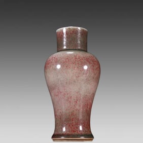 A piece of Qing Dynasty Cow Red Kiln Glazed Guanyin Zun