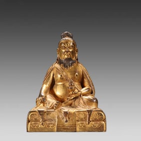 A bronze gilt statue of Tang Dong Jiebu from the Qing Dynasty