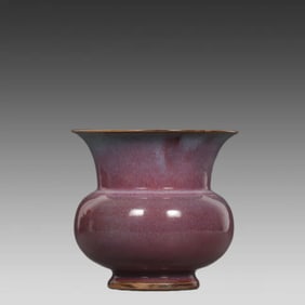 A piece of Song Dynasty Jun kiln rose purple glaze slag bucket type flower pot