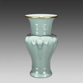 A piece of Song Dynasty Ru kiln azure glaze three sheep zun