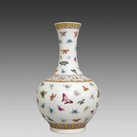 A beautiful Qing Dynasty Guangxu Hundred Butterfly Appreciation Bottle