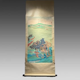 A green landscape painting of Zhang Daqian
