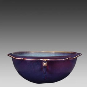 A piece of Song Dynasty Jun kiln eggplant skin purple glaze cap ear wash