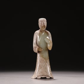 A piece of ancient jade figure ornament from the Han Dynasty