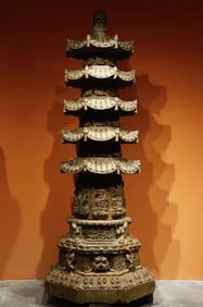One piece of Tang bluestone painted stupa