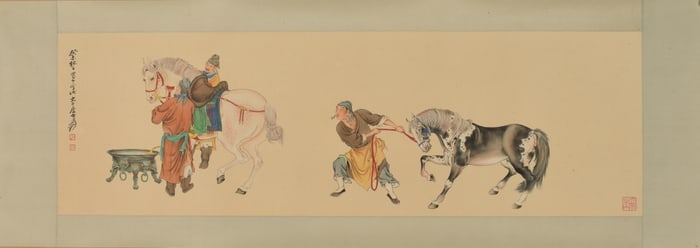 A painting of Zhang Daqian's silk "bathing horse"