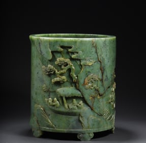 A large pen holder for Hetian jasper character poems