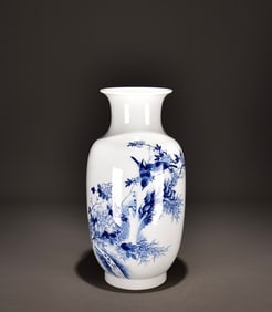 A piece of Wang Bu's blue and white "Spring Flower Bird Language" vase