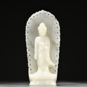 A piece of Xinjiang Hetian jade Amitabha Buddha ornaments
