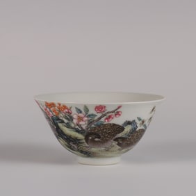A piece of the Qing Dynasty Yongzheng year of the pastel to live and work in peace and contentment