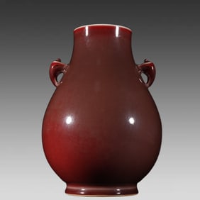 A piece of the Qing Dynasty's red glazed elephant ear