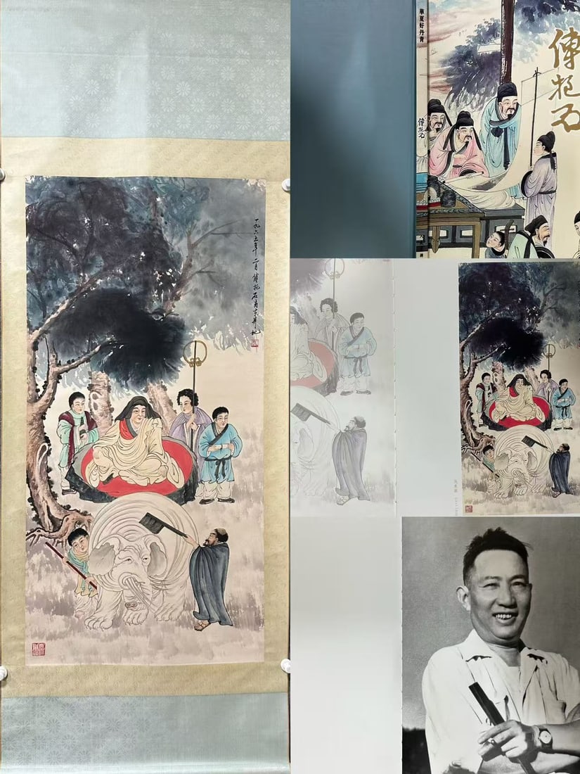 A picture of Fu Baoshi's washing: Fu Baoshi's washing image diagram Size:Painting core68.5x138cm (The Dimensions Of All Batches Are Manually Measured.If You Need More Detailed Information, Please Contact Our Customer Service Before Bi