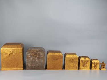 A Tang Dynasty bronze gilt seven-layer treasure culvert box