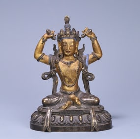 A bronze statue of the mother of the Buddha of the Qing Dynasty Qianlong Liupin Buddha Building