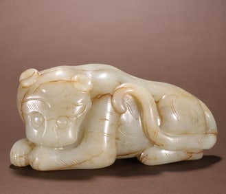 A Hetian Jade Tiger ornament from the Qing Dynasty