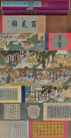 A fine scroll on silk of Qiu Ying in the Ming Dynasty