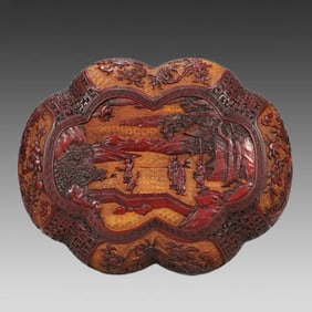 A Qing Dynasty red lacquerware Qianlong imperial box