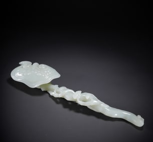 One piece of Hetian jade Ganoderma lucidum Ruyi