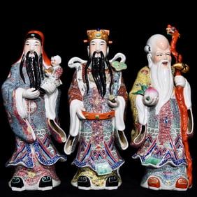 A set of three-star statues of Fu Lu Shou of the Fujian Hall of the Republic of China