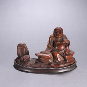 A piece of Qing Dynasty bamboo carving bangs play golden toad ornaments