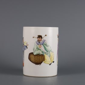 A piece of Qing Dynasty pastel Li Bai drunken inscription poem pen holder