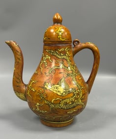A yellow and red dragon pattern pot from the Ming Dynasty