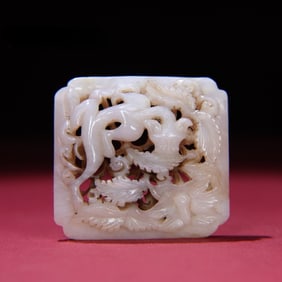 A piece of Hetian white jade's dragon tile