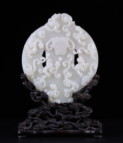 One piece of Hetian jade Nine Dragons wall interstitial