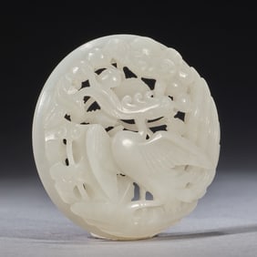 A piece of Hetian white jade belt ornament of the Qing Dynasty court