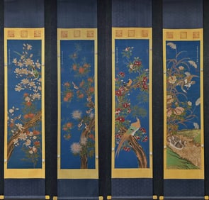 A picture of Cixi's flowers and birds on paper