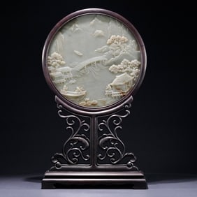 A Qing Dynasty Hetian jade screen