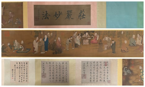 A silk copy of an Arhat scroll by Emperor Huizong of the Song Dynasty