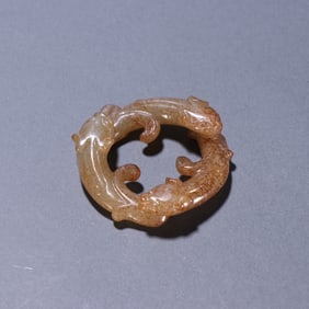 A piece of Hetian jade dragon pattern jade from the Han Dynasty