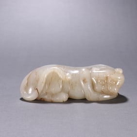 A piece of Hetian jade Carved tiger ornaments