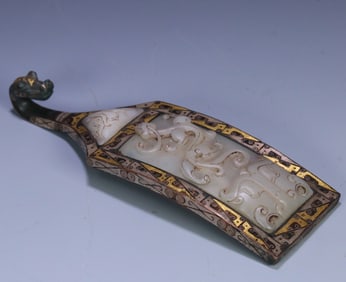 A piece of the war Han's wrong gold and silver inlay and Tian Yulong with hook