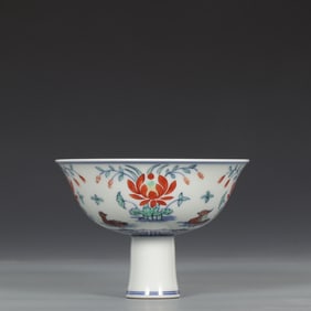 A piece of Ming Dynasty Chenghua Doucai Mandarin Duck Lotus Pond Pattern Goblet