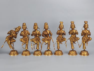 A Tang Dynasty bronze gilt figurine