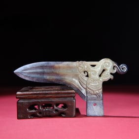 A piece of Hetian jade's jade tiger stripe jade