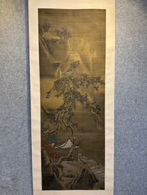 An anonymous picture of the Cedar Mountain dwelling on silk