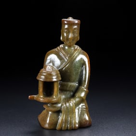 A piece of Hetian jade kneeling man