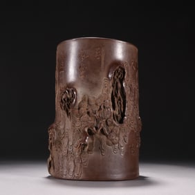 A piece of Mingyuan purple sand pine pile pattern pen holder