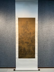 A landscape drawing by Lang Shining on silk