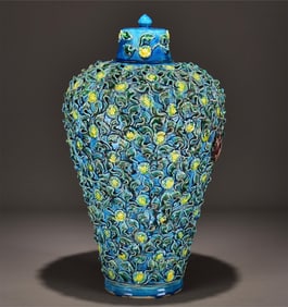 A cloisonne enamel plum vase from the Ming Dynasty