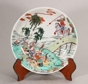 A piece of the colorful Zhang Fei of the Qing Dynasty Kangxi roared as a bridge plate